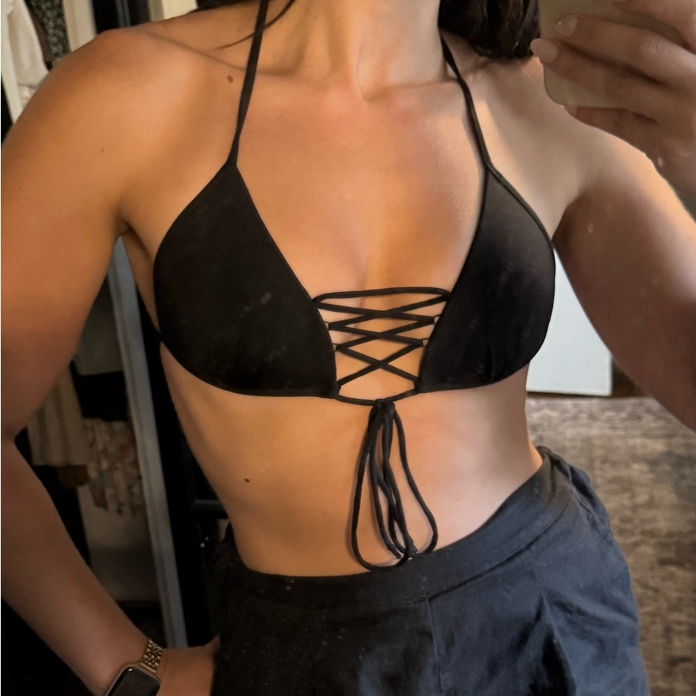 H&M Black Lace-up Bikini Top 4